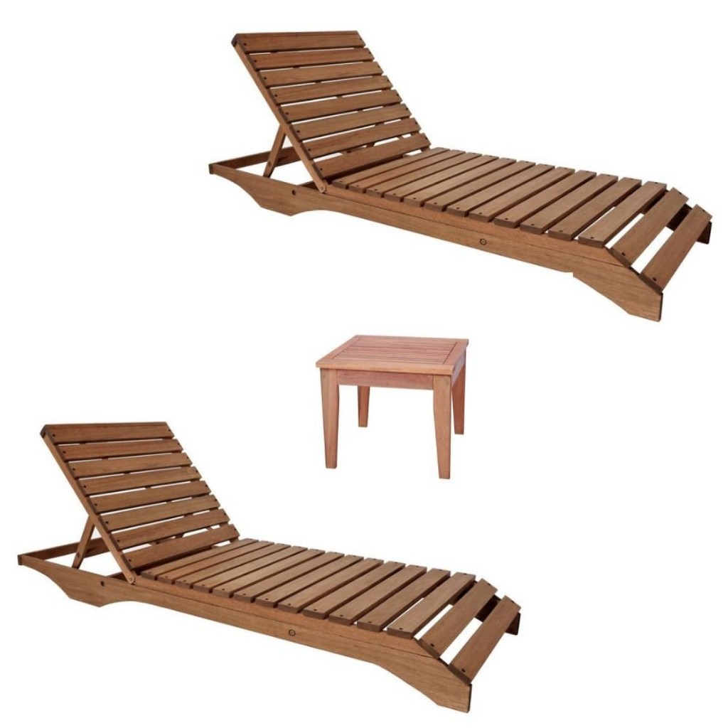 Conjunto 2 Espreguiçadeiras e 1 Mesinha de Centro para Jardim em Madeira Maciça em Oferta na Shopee