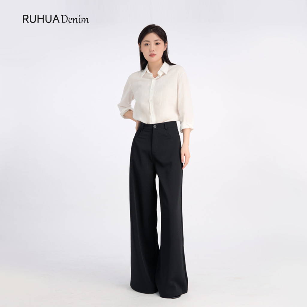 [Série 25010] Calça de terno de perna larga - primavera outono estendida