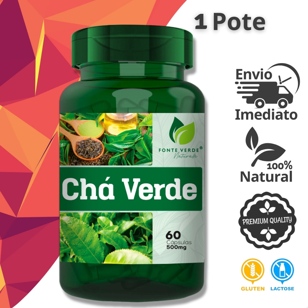 Chá Verde 100% Natural 120 Cápsulas - Fonte Verde em Oferta na Shopee