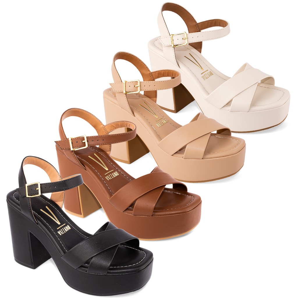 Sandália Vizzano Salto Alto Grosso Elegante Moderno 6541 em Oferta na Shopee