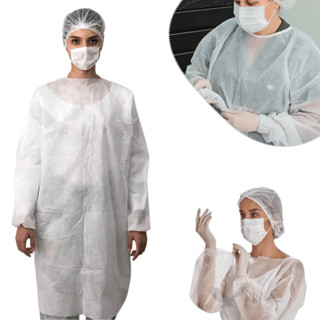 Avental Descartável até 30 Unidades Gramatura 30 TNT Manga Longa Branco Cirurgico G30 Jaleco Capote em Oferta na Shopee