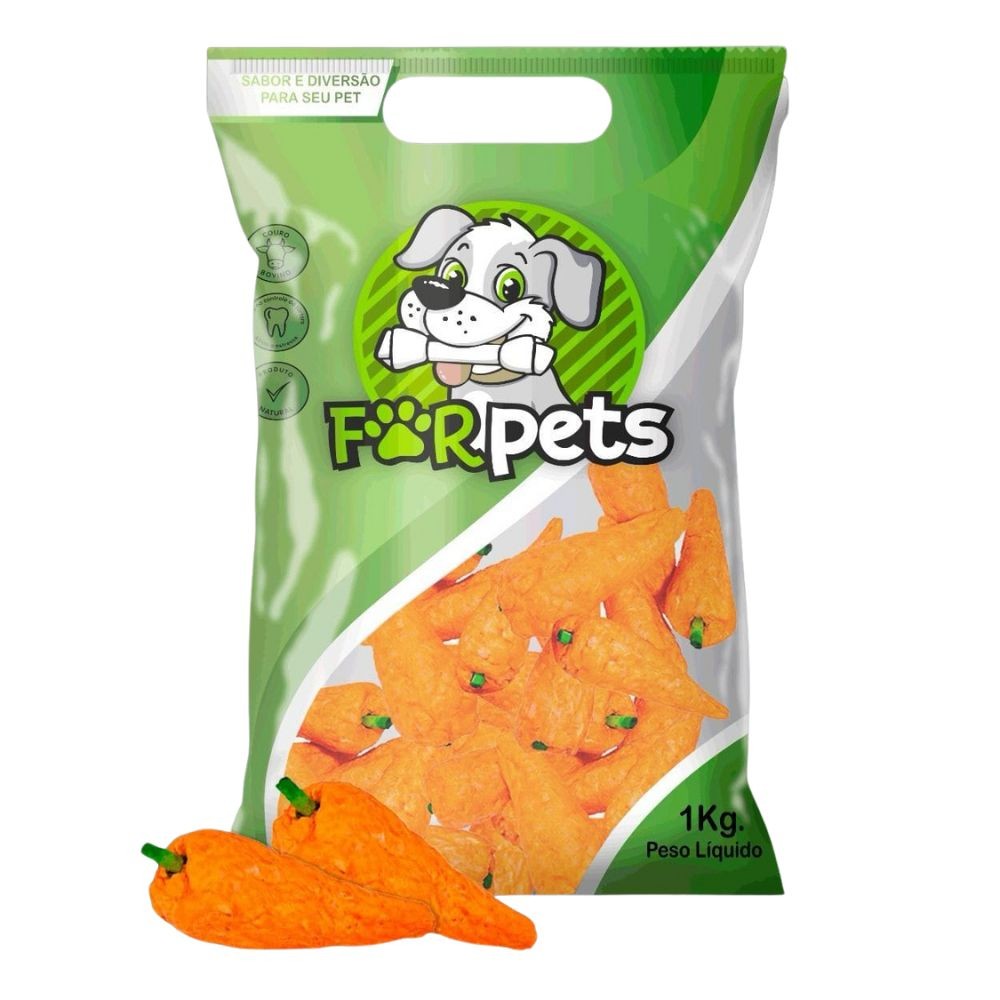 Petisco de Couro Cenoura Natural - 1 Kg - For Pets