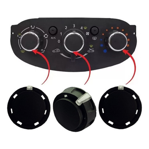 3x Botão Painel Ar Condicionado Sandero/logan NÃO É O PAINEL COMPLETO / SEM AROS CROMADOS C/ Detalhe em Oferta na Shopee