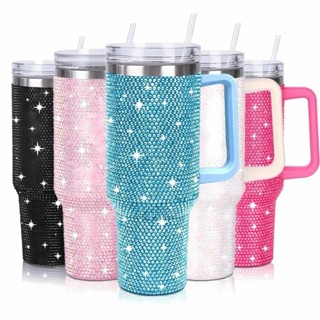 Copo Térmico 1200ml de Aço Inoxidável Strass Brilhante Com Tampa em Oferta na Shopee