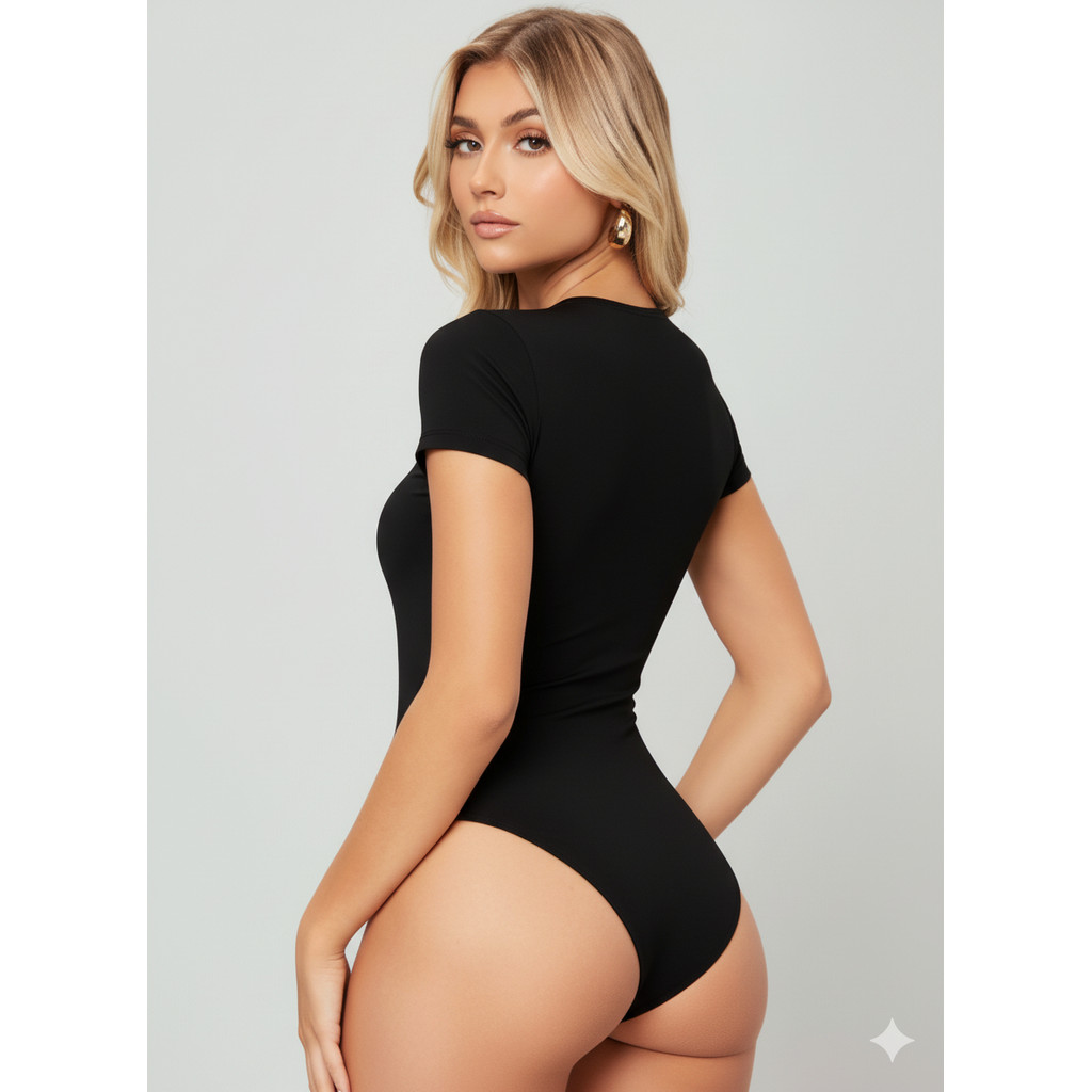 Body Suplex Premium Manga Curta Com Forro Básico Liso Gola Careca Moda Verão 2026 Tendência — imagem 2 de 2