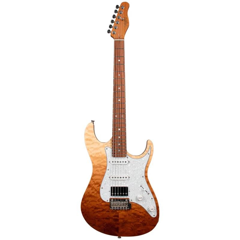 GUITARRA TAGIMA STRAT MODERN STELLA DW 2S 1H ESCALA ESCURA ESCUDO PW - TRANSPARENT BROWN FADE