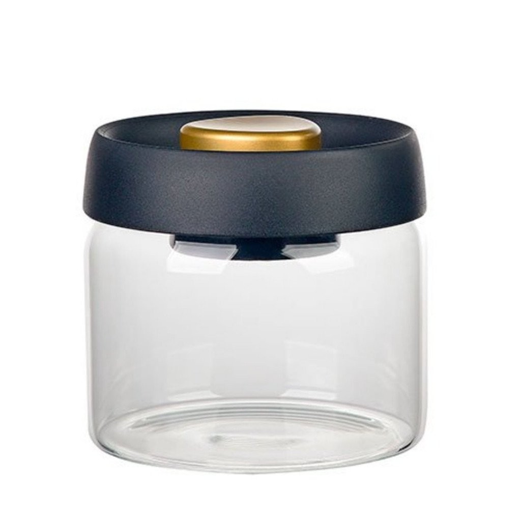 Porta Mantimento Redondo em Vidro com Tampa a Vácuo Preta 500ml Dynasty