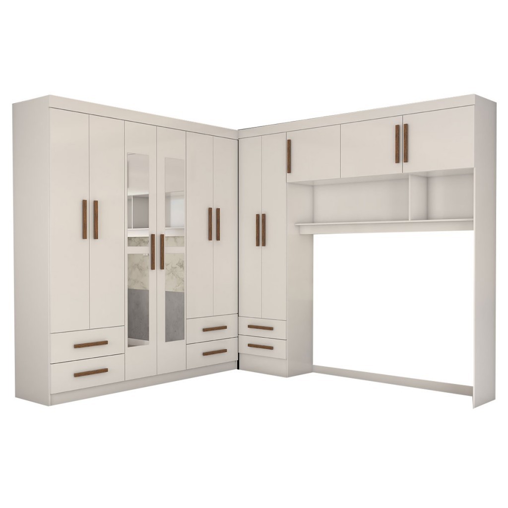 Detalhes do Guarda-Roupa Casal Modulado Belgrado 11 Portas 6 Gavetas com Espelho - Panorama Móveis