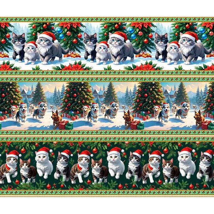 Tecido Tricoline Digital Fernando Maluhy Barrado Pet Natal 55 x 150 cm — imagem 2 de 2