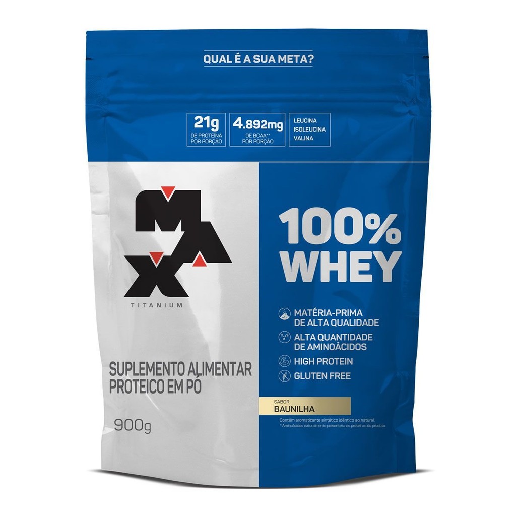 100% Whey - 900g Refil Baunilha - Max Titanium