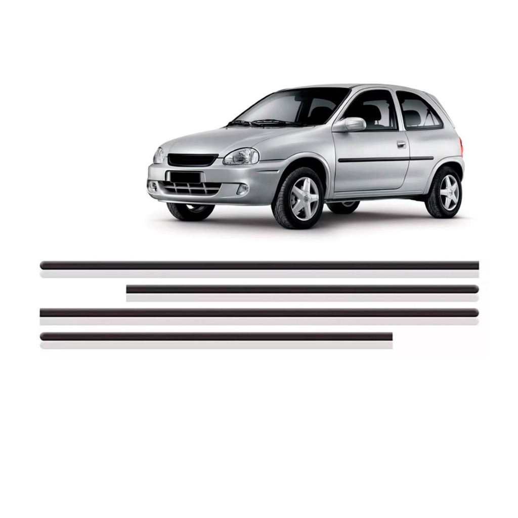 Friso Lateral Fino Corsa 4 Portas 1994 A 1999 4 Peças Preto
