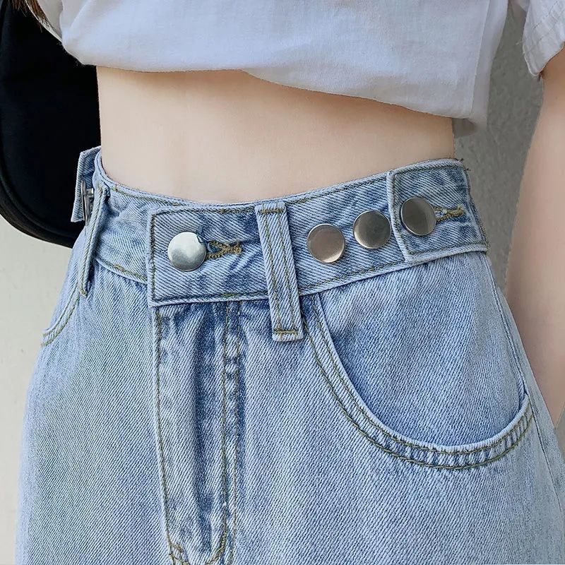 Cor clara cintura alta perna larga calças retas Jeans feminino verão estilo fino 2025 novo estilo Drape mais magro olhar