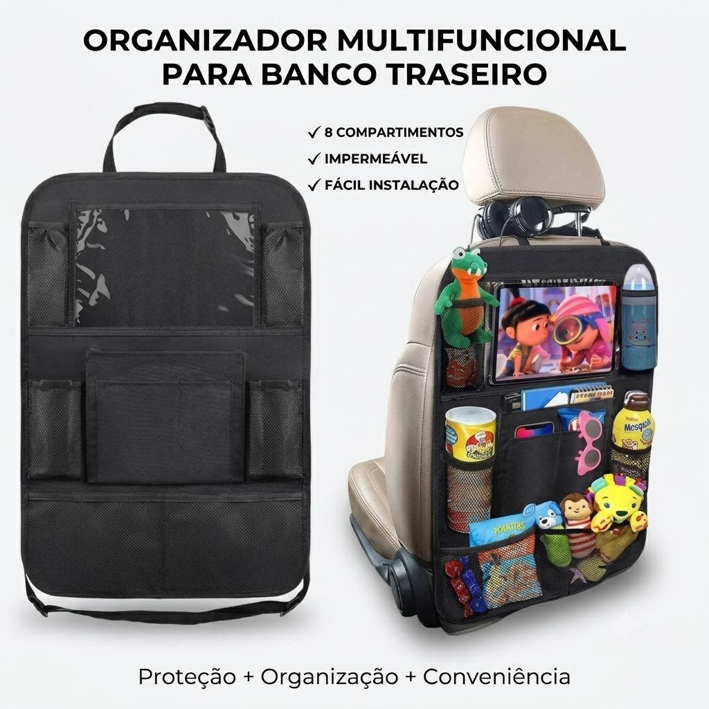 Organizador Banco Traseiro Carro Porta Objetos Impermeável Multifuncional Suporte Tablet