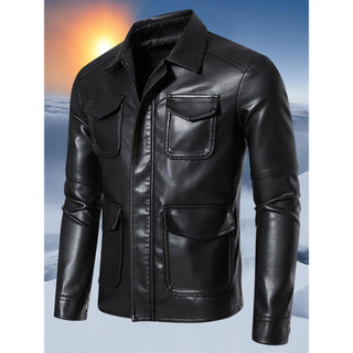 Haining jaqueta de couro masculina 2026, novo estilo, primavera outono, roupas de motocicleta, roupas de couro, lapela, 