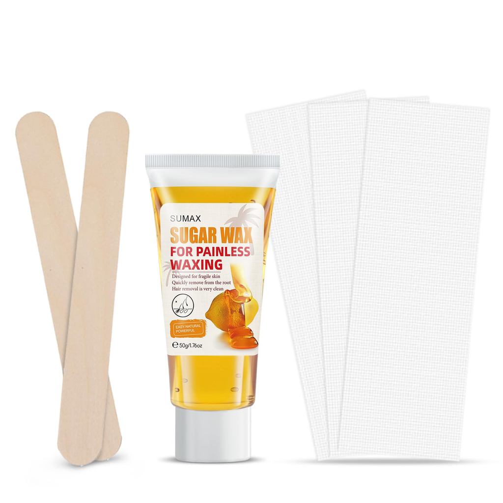 SUMAX Travel Waxing Kit Sugar Wax Hair Removal for Face Sugar Waxing Kit for Women Men Pubic Hair Sugar Paste Hair Remov