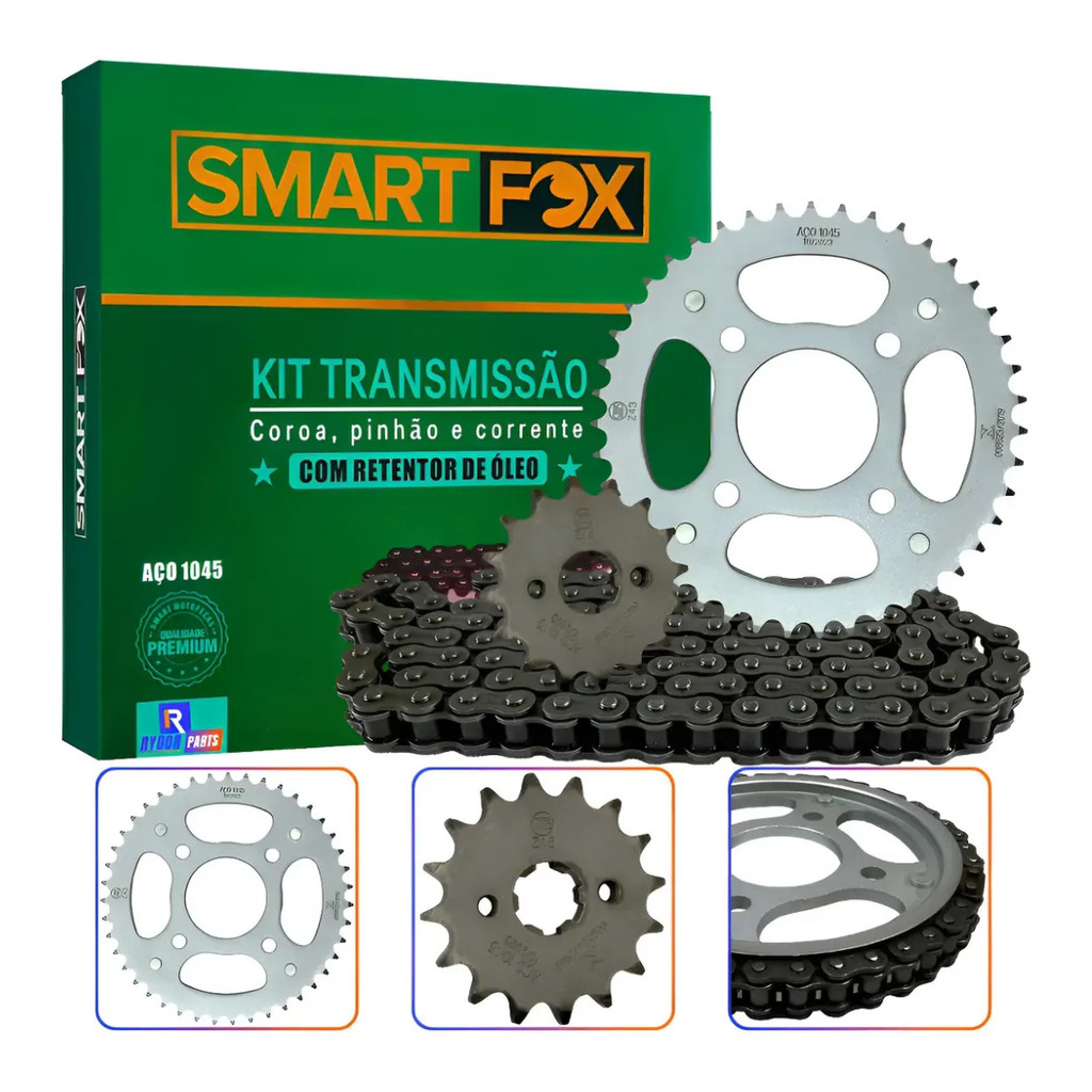 KIT RELAÇÃO TITAN 150 START FAN TRANSMISSÃO COM RETENTOR