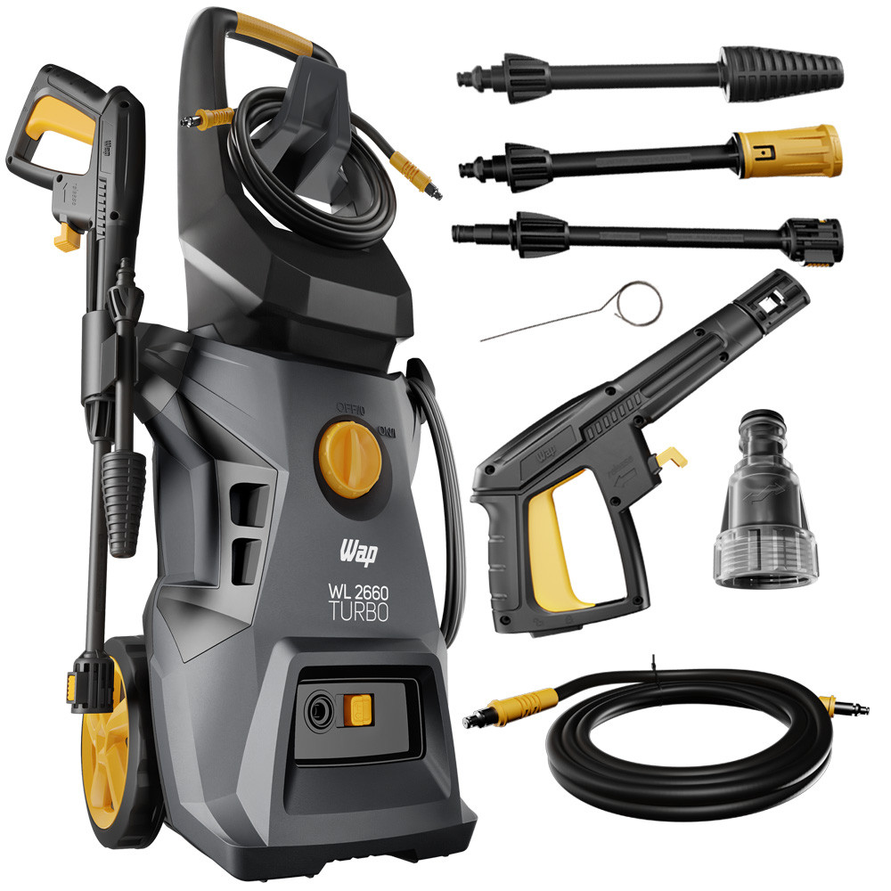 Lavadora de Alta Pressão 1800W 2000PSI Com Rodas E Aplicador de Detergente WL 2660 TURBO Wap