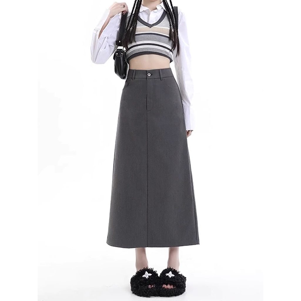 Cinza terno saia feminina outono Plus Size gordura mm cintura alta mais magro olhar capa carne pêra forma corpo capa vir