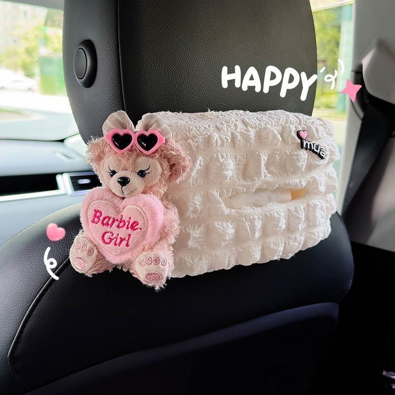 Shirley rosa caixa de tecido do carro assento traseiro volta saco de papel pendurado tipo Interior saco de tecido decora