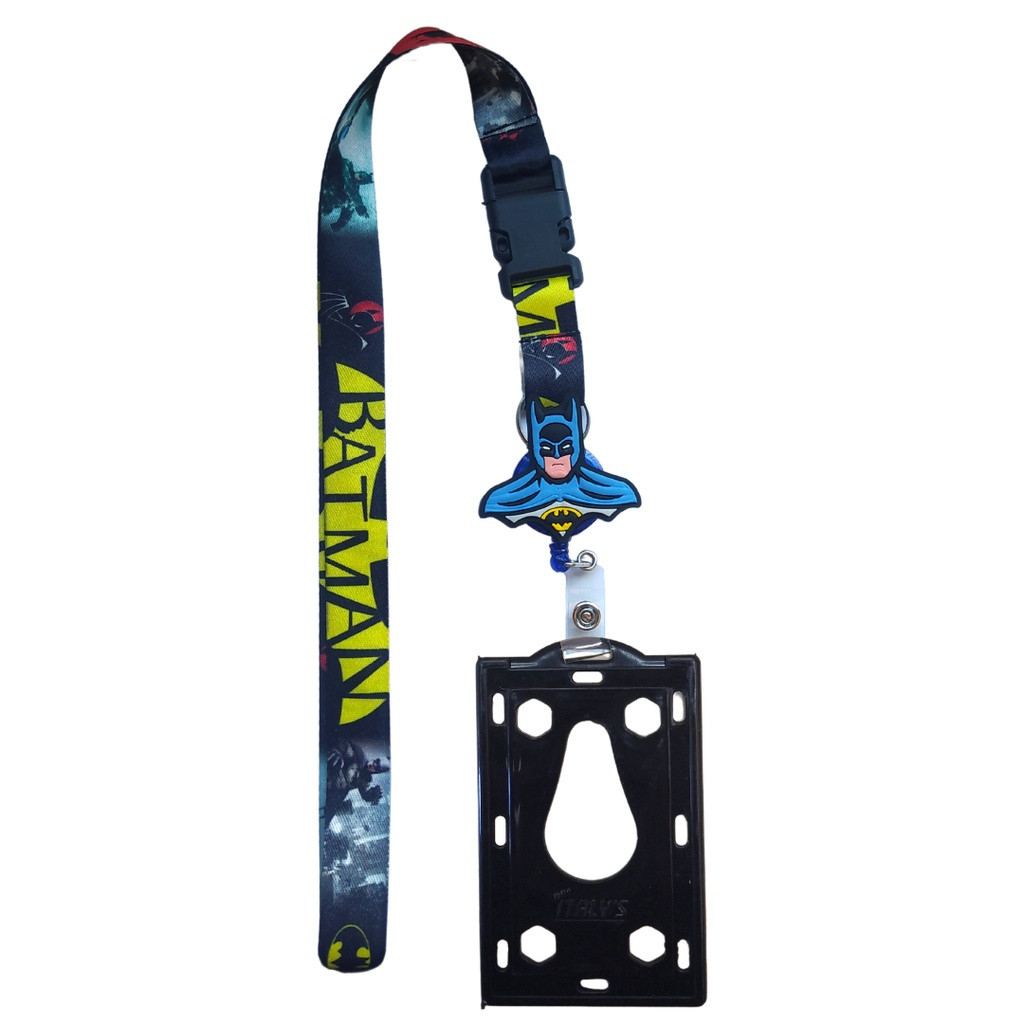 Kit Cordão Batman com Fecho Engate Rápido + Porta Crachá Retrátil Batman + Porta Cartão Preto