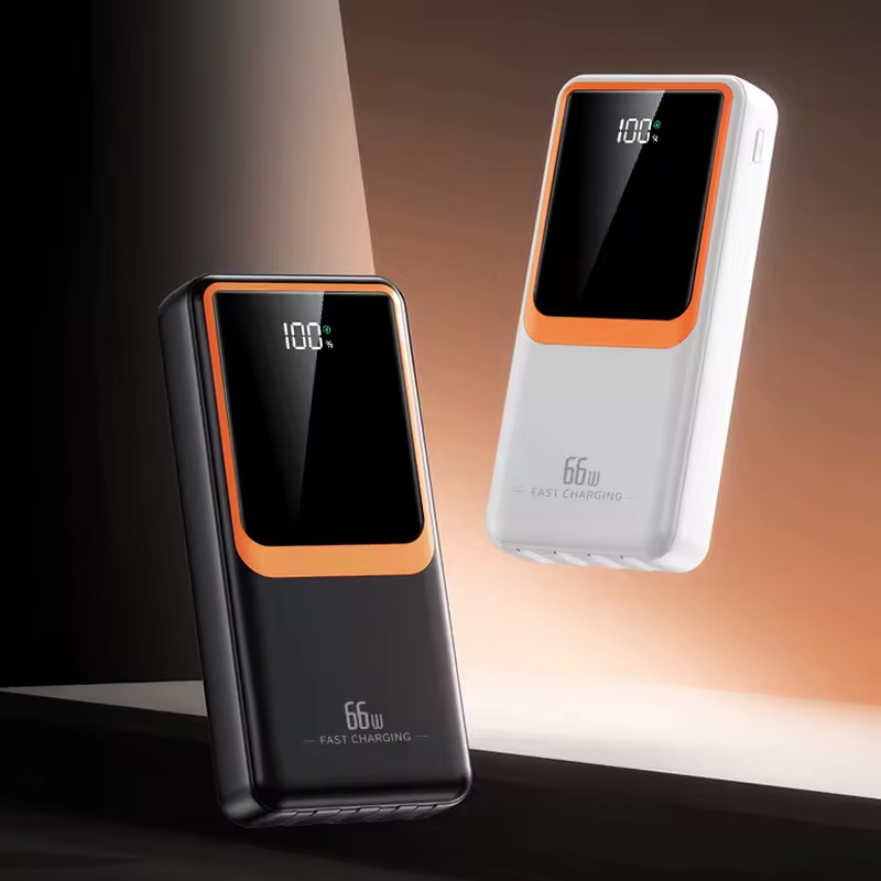 Power Bank 20000mAh 33W Super Rápido com Duas Saídas de Cabo + USB Preto