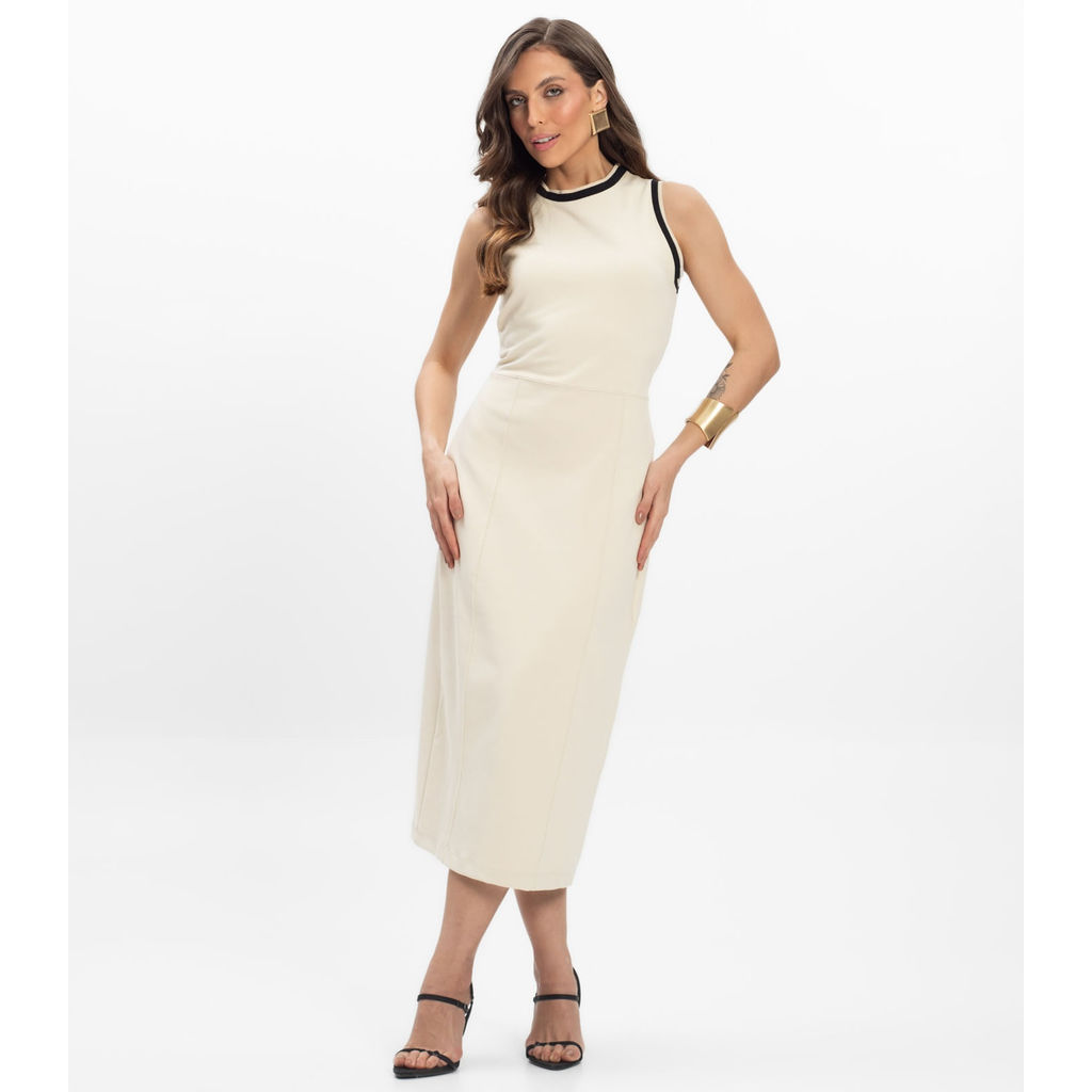 Vestido Midi Piquet Verona Feminino Endless Bege