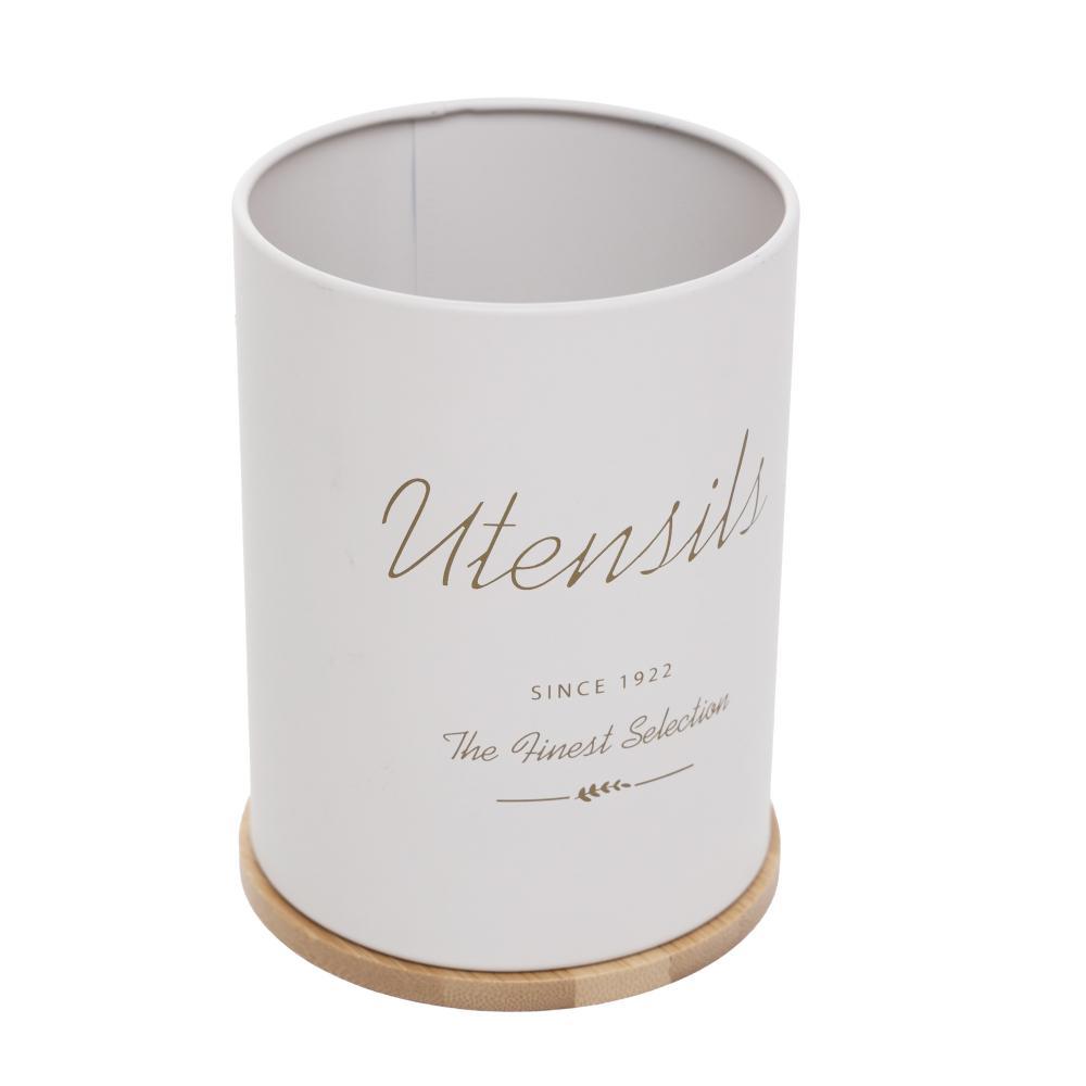 Porta Utensílios Olina 9,5cmx 10cm x 13cm Off White Metal -