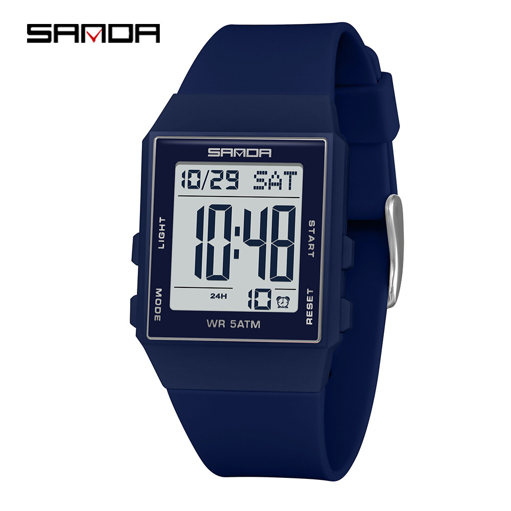SANDA SD6363 Feminino Digital Multifuncional Night Light Timer Calendário Esportes 5ATM Relógio Eletrônico À Prova D'águ