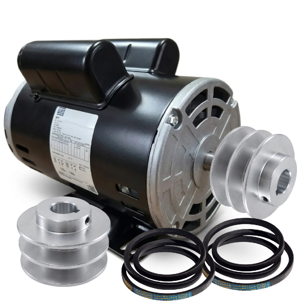 Motor Weg Para Betoneira 2cv Monofasico + Polia Ferro + 2 Correias CSM Menegotti