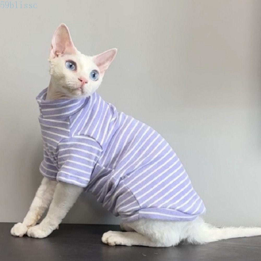 Camisa Base De Gato Sem Pêlos BLISSC , Roupas De Duas Pernas Para Gatos Macias Sphynx , Macacão Listrado Quente