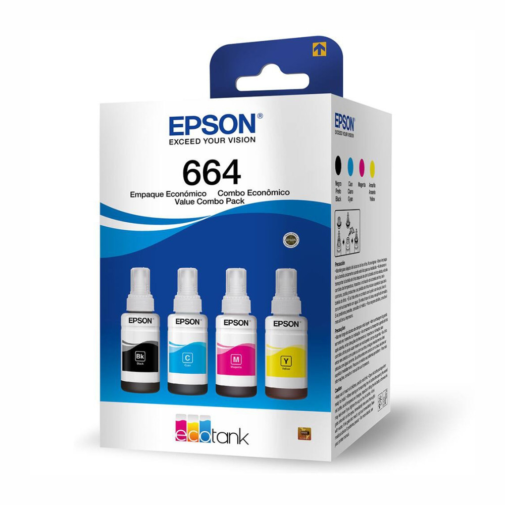 Kit 4 Tinta T 664  ecotank para L120 L1300 L395 L396 L355 L555 L365 L355