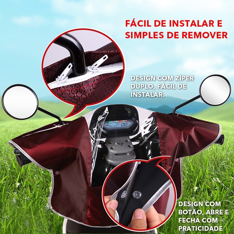 Capa Frontal Para Moto Eletrica Scooter Impermeavel Com Visor Transparente Protecao Chuva…