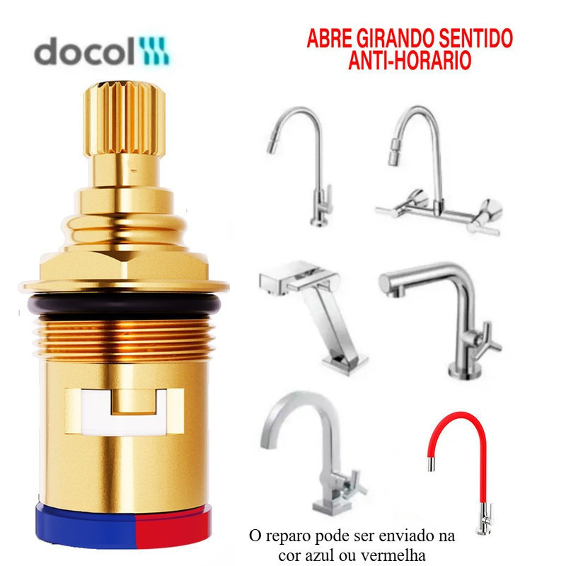 Reparo Torneira Misturador 1/4 Volta Gali Docol Abre Anti Horario Compativel Estria Docol