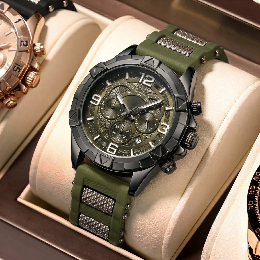Relógio Masculino Pulseira de Silicone Moda Luxo Presente