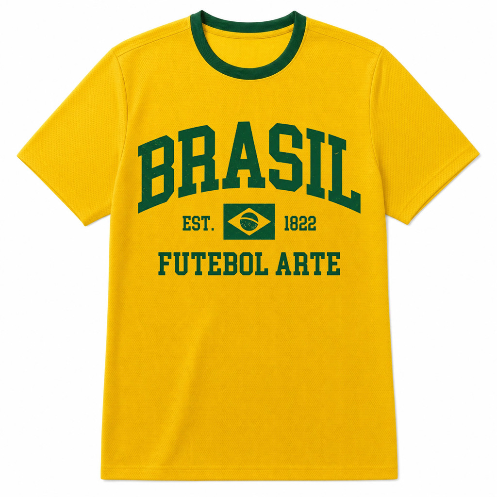 Camiseta Masculina Brasil Futebol Arte Estampada Seleção Camiseta 100% Algodão Oversized Plus Size Streetwear Retrô
