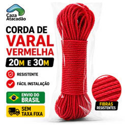 Kit Cordas Multiuso de 10 15 20 e 30 Metros Super Resistente para Varal Camping Lona Moto Uso Geral