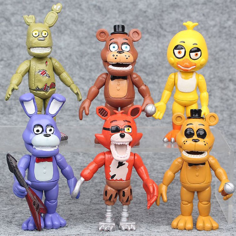 6Pcs/Set 10cm Jogo De Anime Cinco Noites No Freddy's Freddy Rabbit Jogar Guitarra Bonnie Chica Foxy Fazbear's Pizza PVC