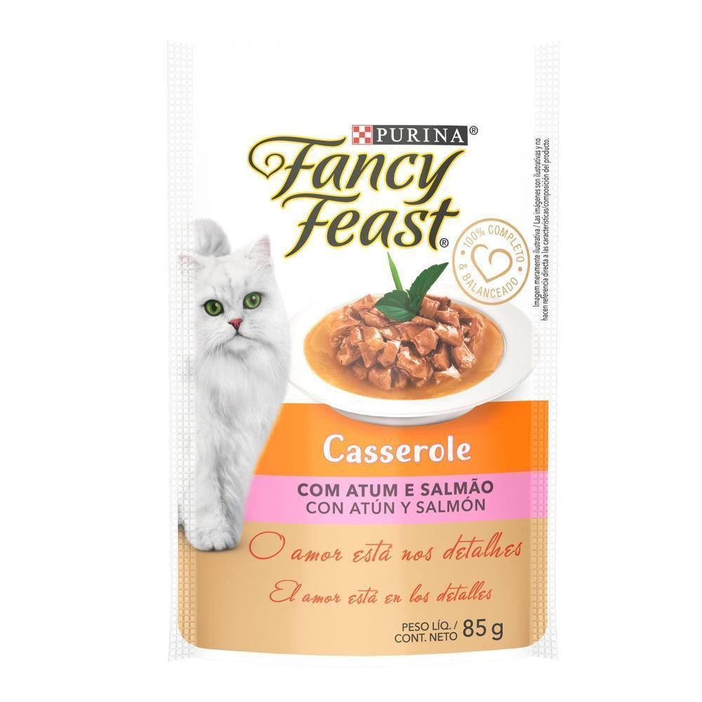 Ração Úmida Fancy Feast Casserole Gatos Adultos Atum e Salmão Purina 85g