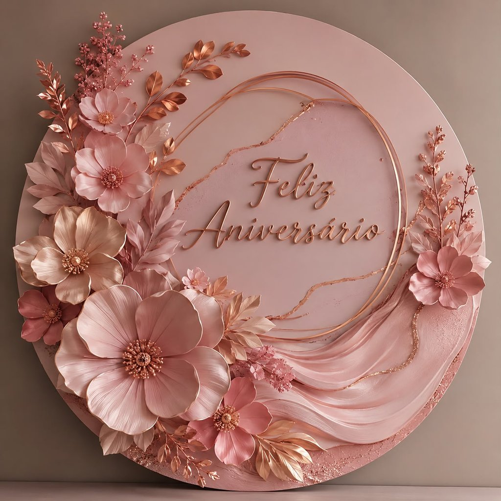 Painel redondo de tecido 1,50 e 55 cm sublimado decoração alto luxo Feliz aniversário todas as cores