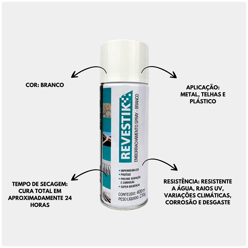 Spray Impermeabilizante Branco 400ml Revestik — imagem 2 de 2