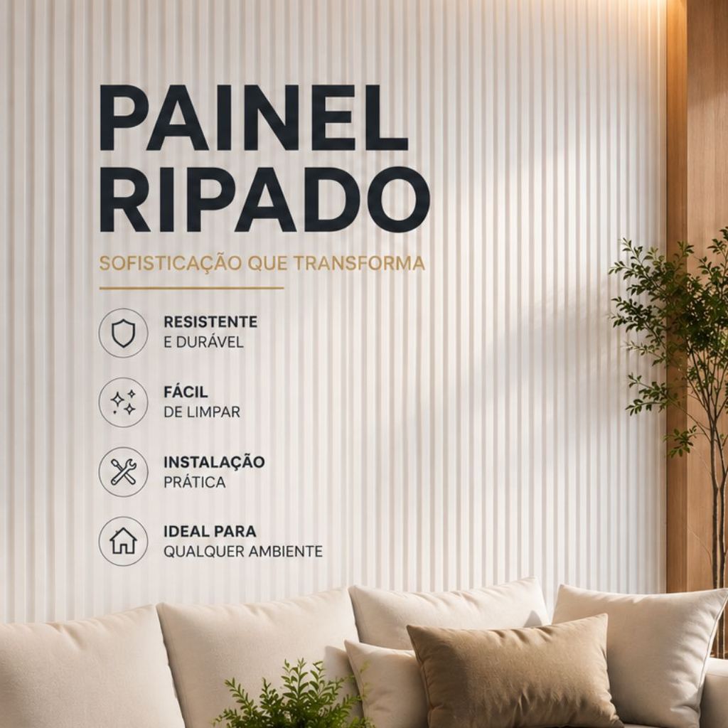 Painel Ripado PVC 1,01m x 15,5cm Cor Madeira Branca Revestimento Parede Decorativo Interno Fácil Instalação