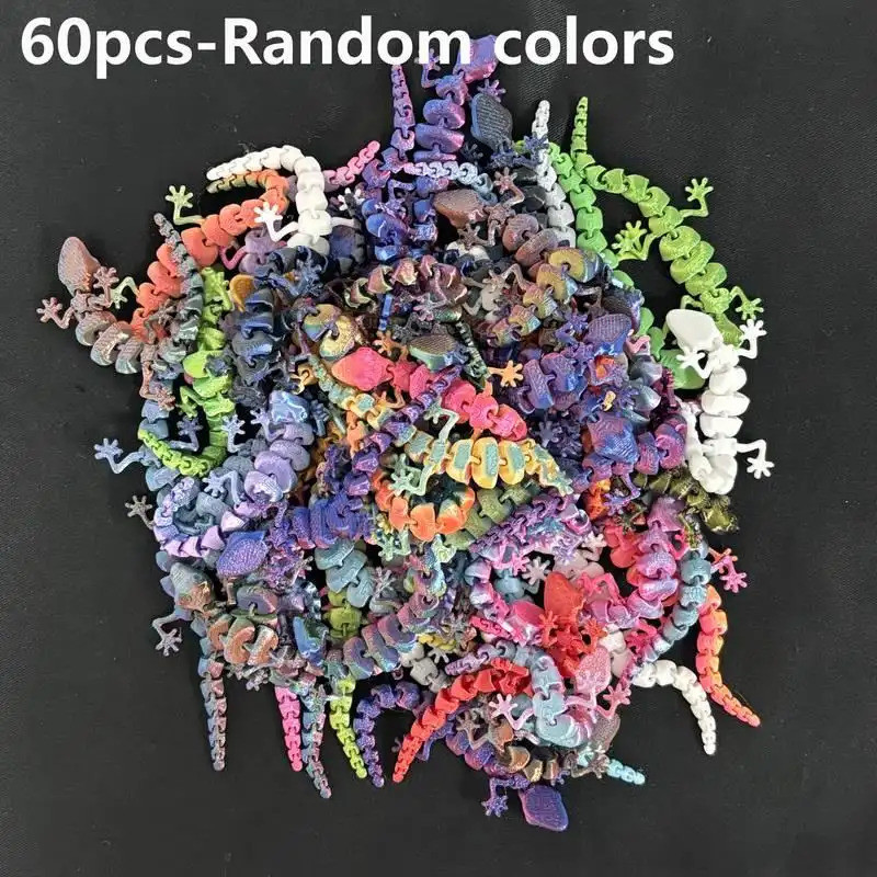 60 peças de decorações de parede 3D, padrões coloridos de lagartixas - decorações impressas para decoração de interiores