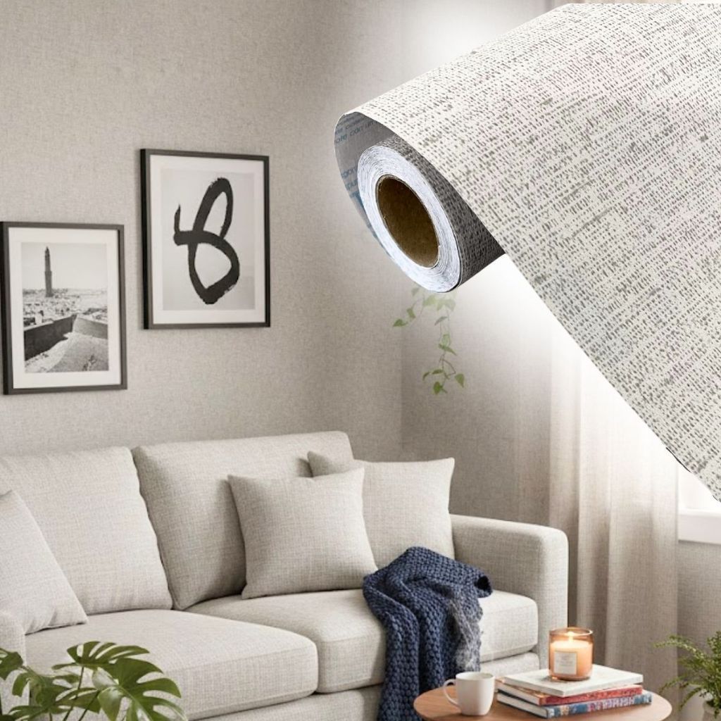 Papel de Parede Adesivo Linho Cinza 5MX45CM Importado Vinílico P/ Quarto Sala Escritório