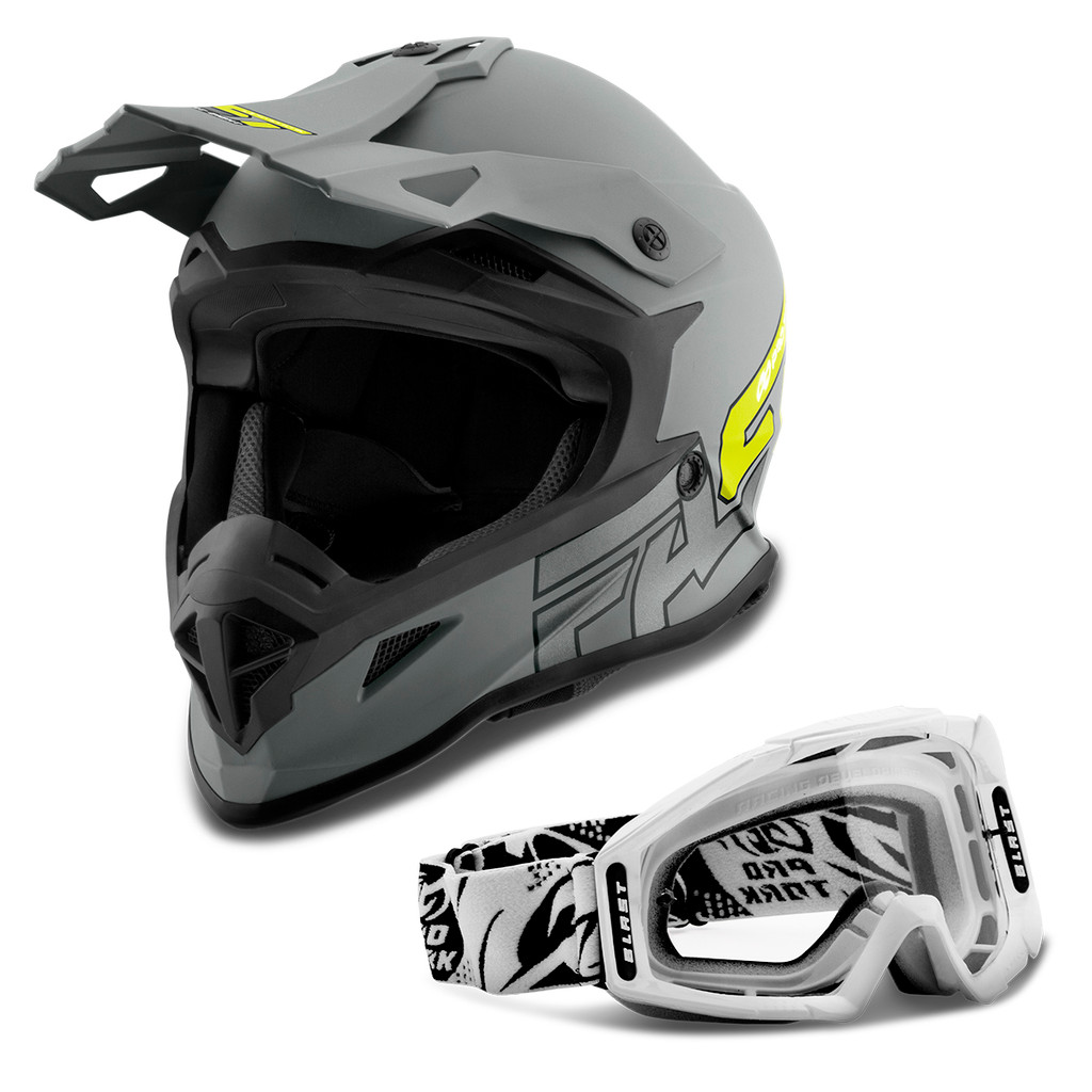 Kit Capacete Moto Fast 788 Grey Fosco + Óculos Blast Branco em Oferta na Shopee