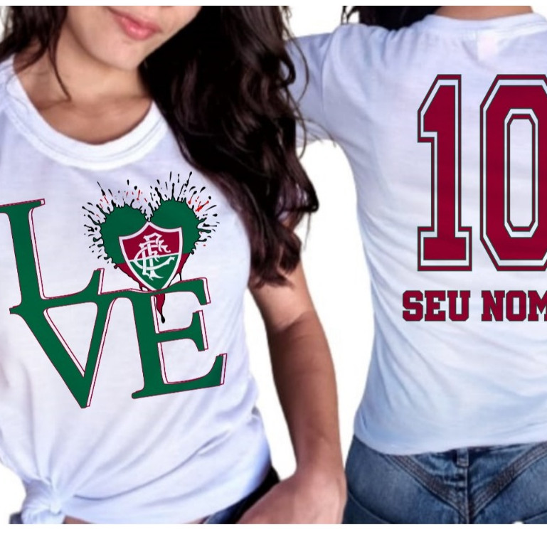 Fluminense Baby-Look Camiseta Branca Personalizada — Moda Feminina Barata
