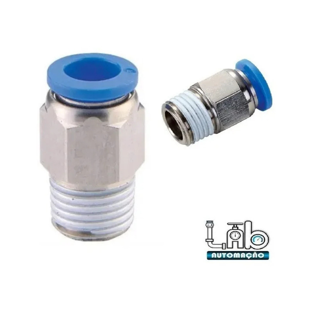 Conexão pneumática reta macho rosca 1/2 npt tubo 12mm -2 pçs