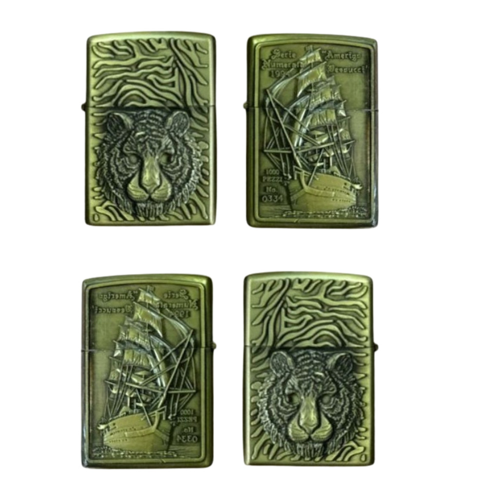 Kit 2 Isqueiros tipo zippo metálico recarregável retro vintage