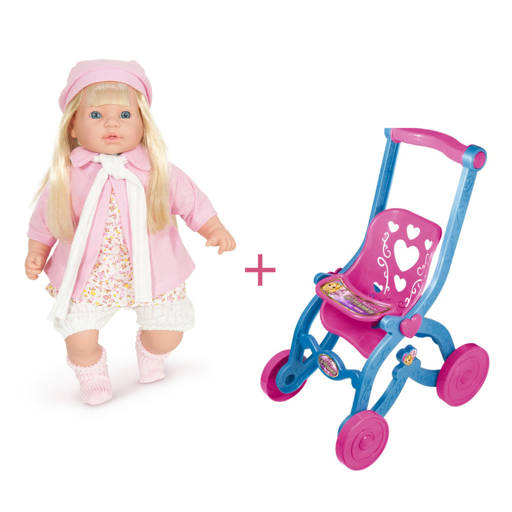 Boneca grande Rose Ring Premium 46cm caixinha de jóias p/ montar mais carrinho de passeio Princess