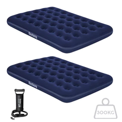 Kit 2 Colchões Infláveis Casal Bestway com Bomba de Ar Manual Para Camping e Visitas