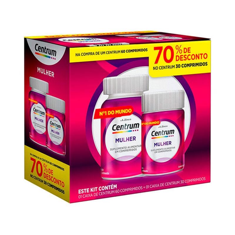 Kit Suplemento Alimentar Centrum Mulher 60 Comprimidos + 30 Comprimidos em Oferta na Shopee